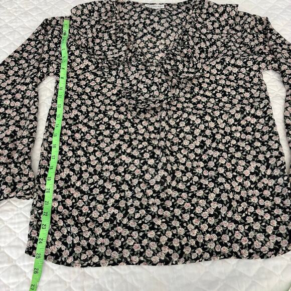 Vintage Ruffle Collar Blouse M Rosettes Dark Romantic Gothic Victorian Style - Picture 7 of 8